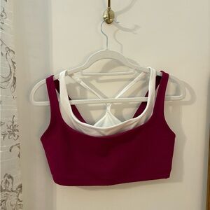 Athleta Magenta and White Sports Bra